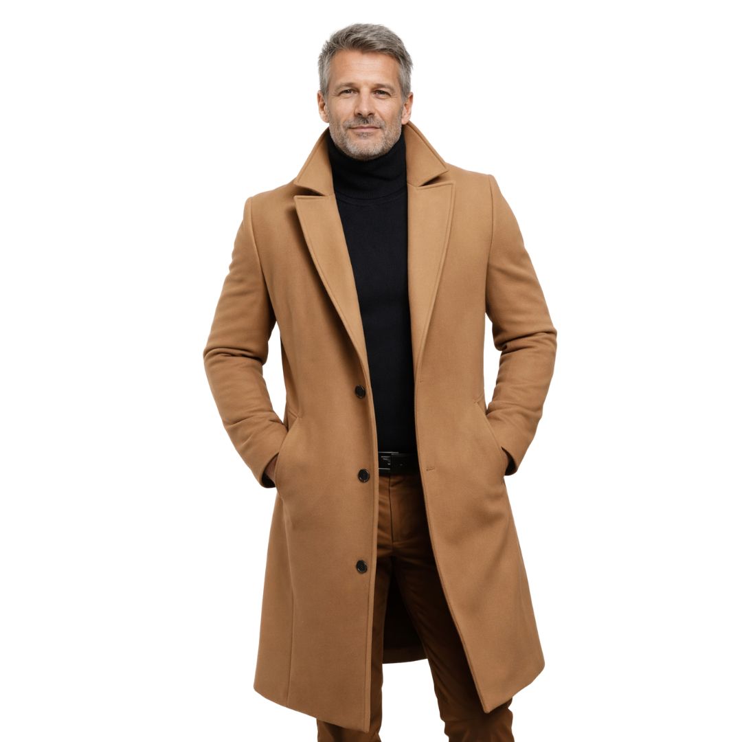Ethan | Classic Tailored Mid-Length Coat with Button Closure