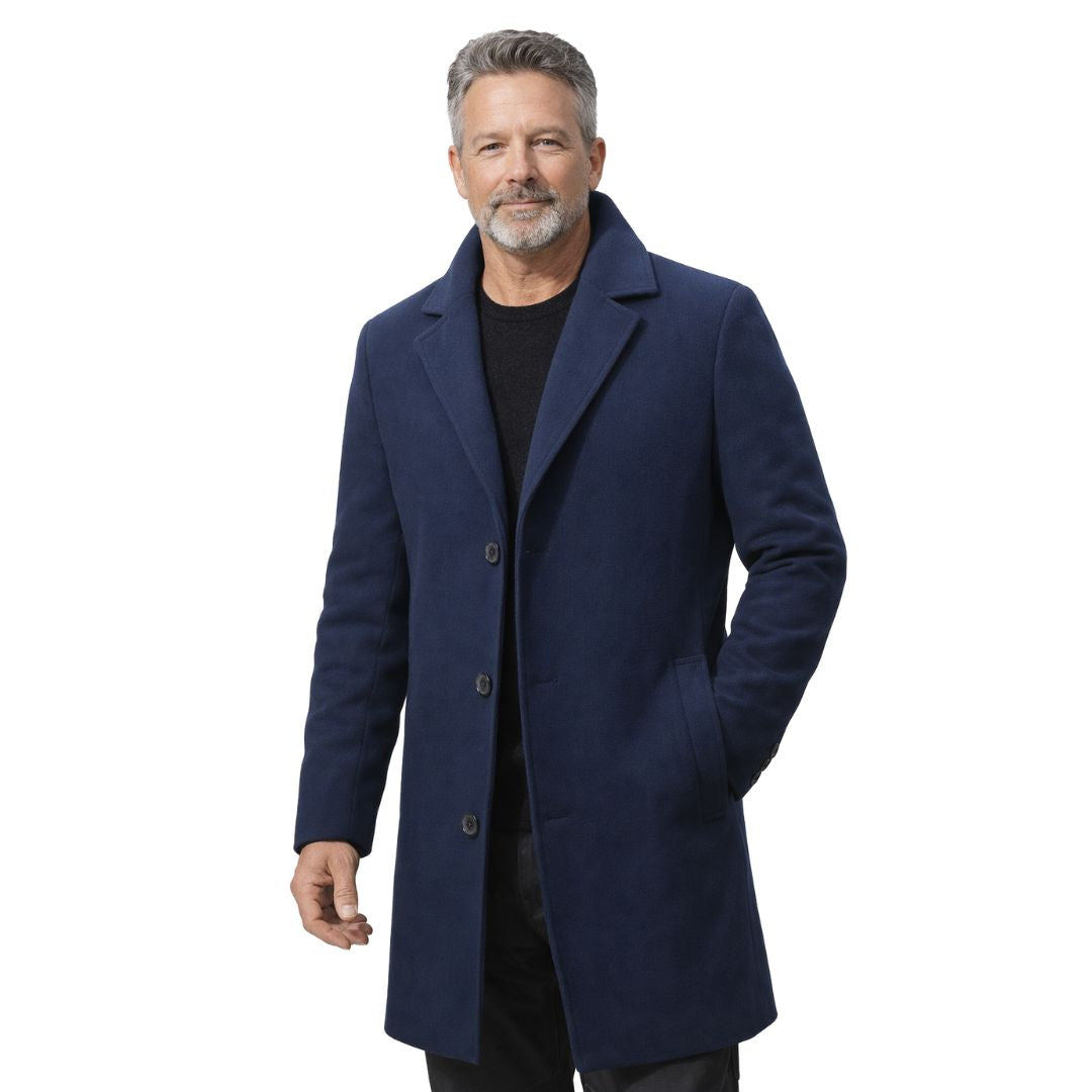 Tommy | Refined Mid-Length Wool-Style Coat with Button Closure