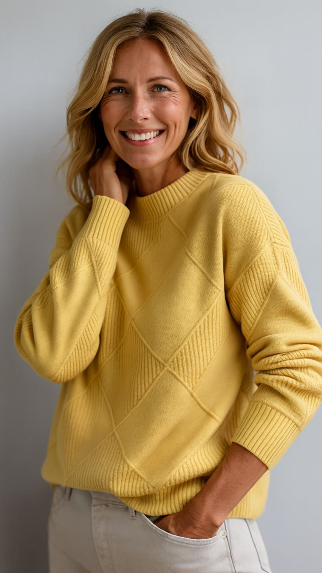 Textured Crewneck Knit Sweater for Everyday Wear